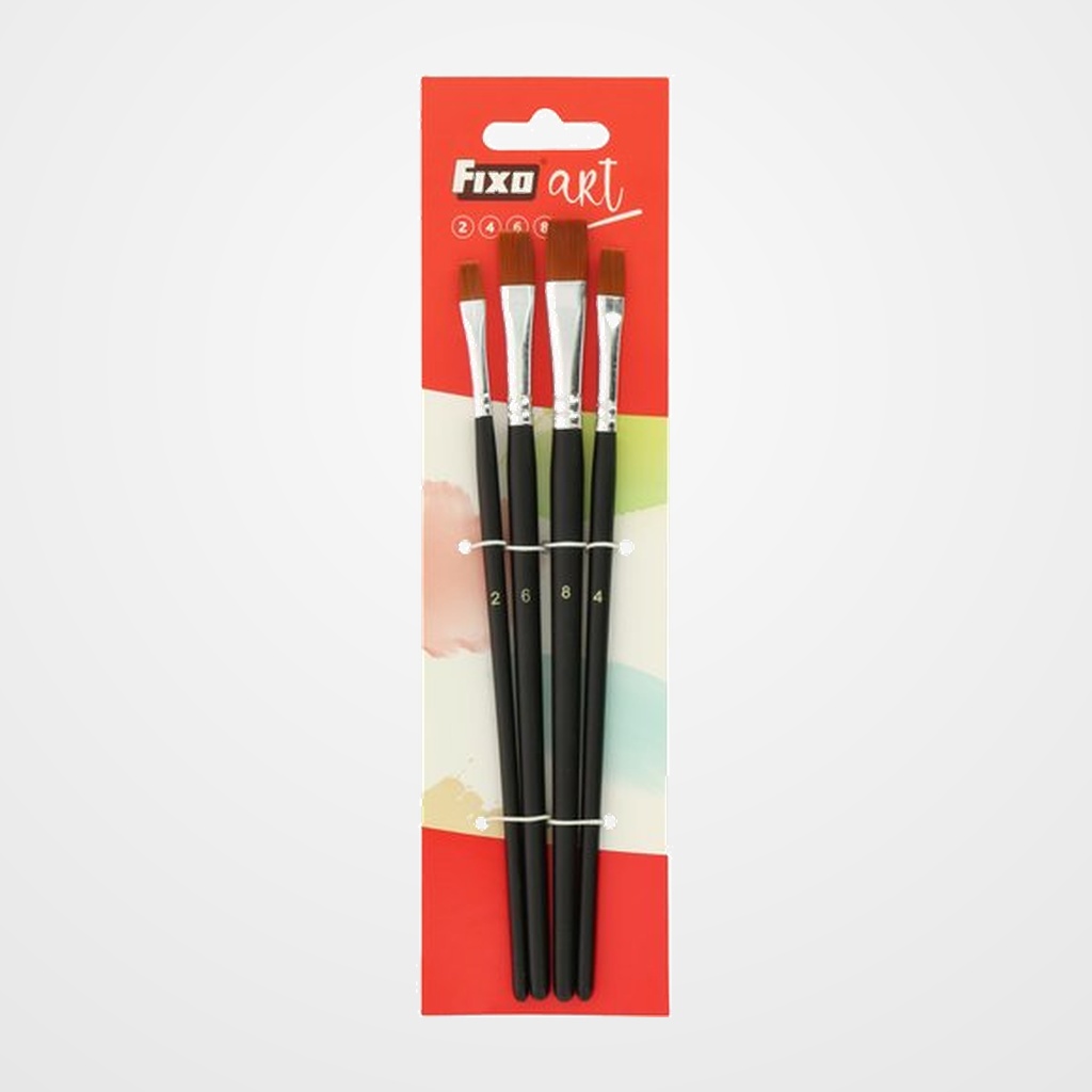 PINCEL FIXOART pelo SINTETICO PLANOS SET de 4 (Nº 2-4-6-8)