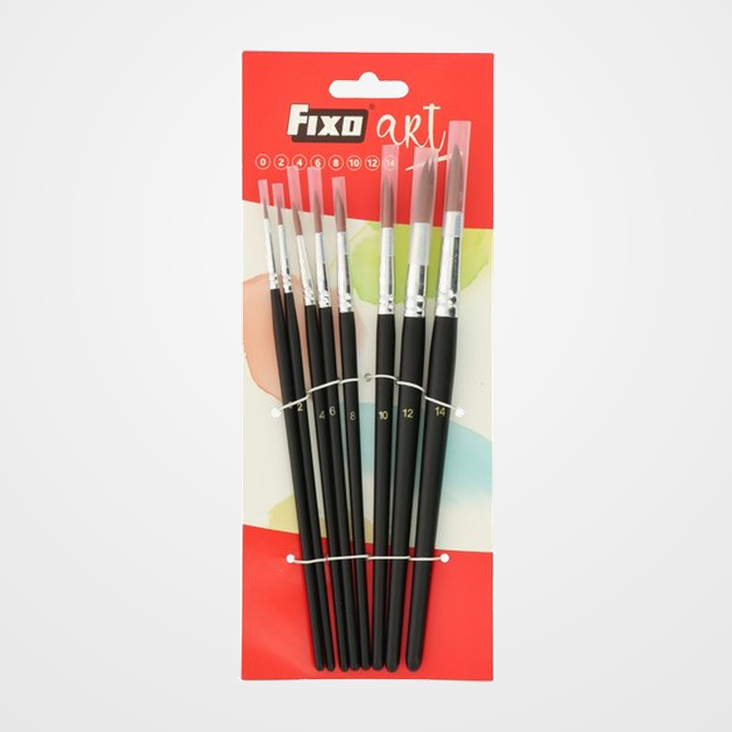 PINCEL FIXOART pelo SINTETICO REDONDOS SET de 8 (Nº 0-2-4-6-8-10-12-14)