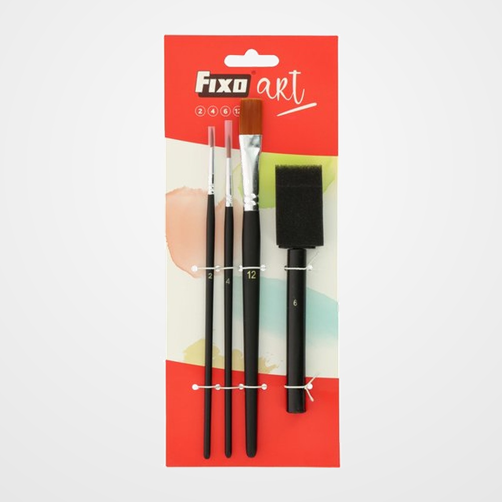 PINCEL FIXOART pelo SINTETICO SURTIDO Y ESPONJA (Nº6) SET de 3 (Nº 2-4-12)