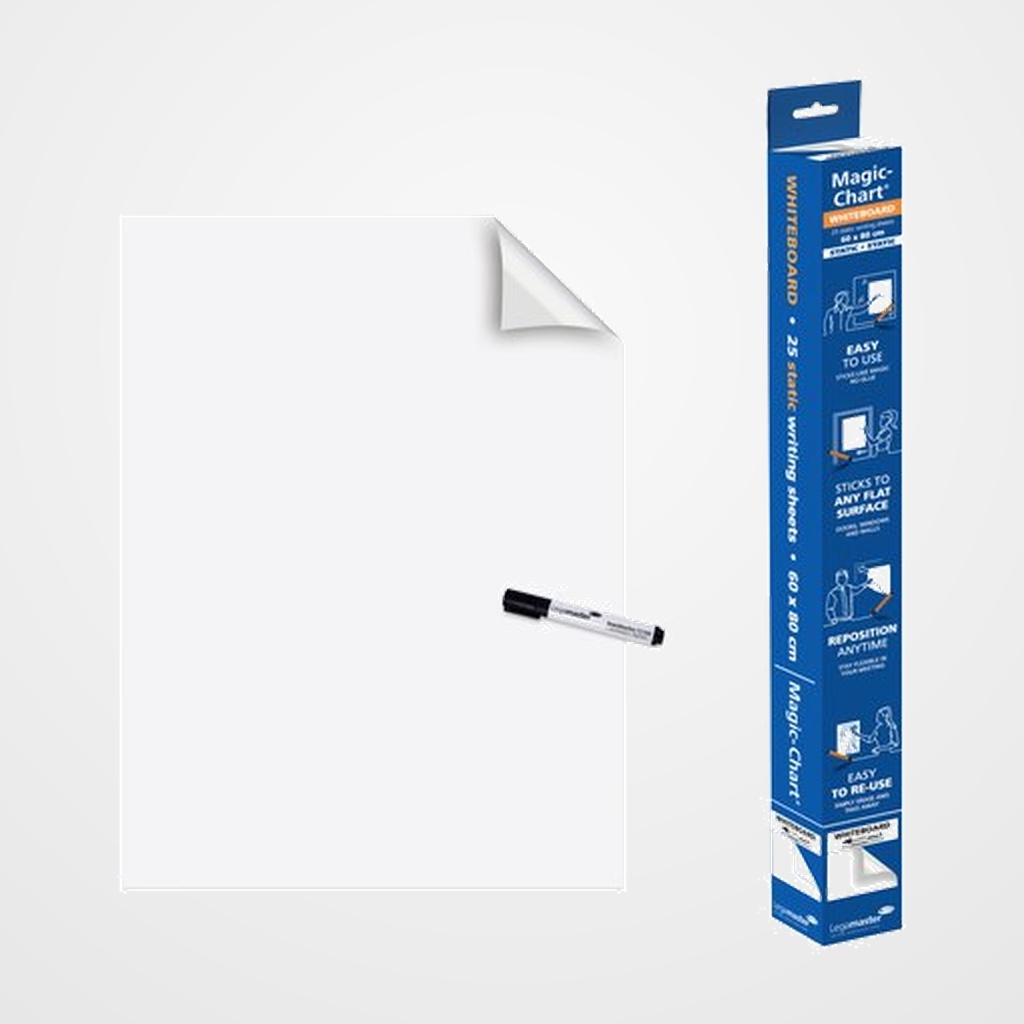 [23802000] PIZARRA BLANCA EDDING MAGIC-CHART ELECTROESTATICA REMOVIBLE ROLLO de  60x80 cm