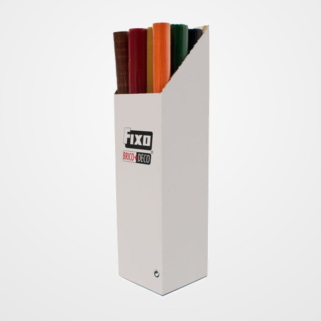 PLASTICO ADHESIVO FIXO PVC ROLLO 0,45 x 20 m CAJA de 6 (blanco, negro, amarillo, azul, rojo y verde)