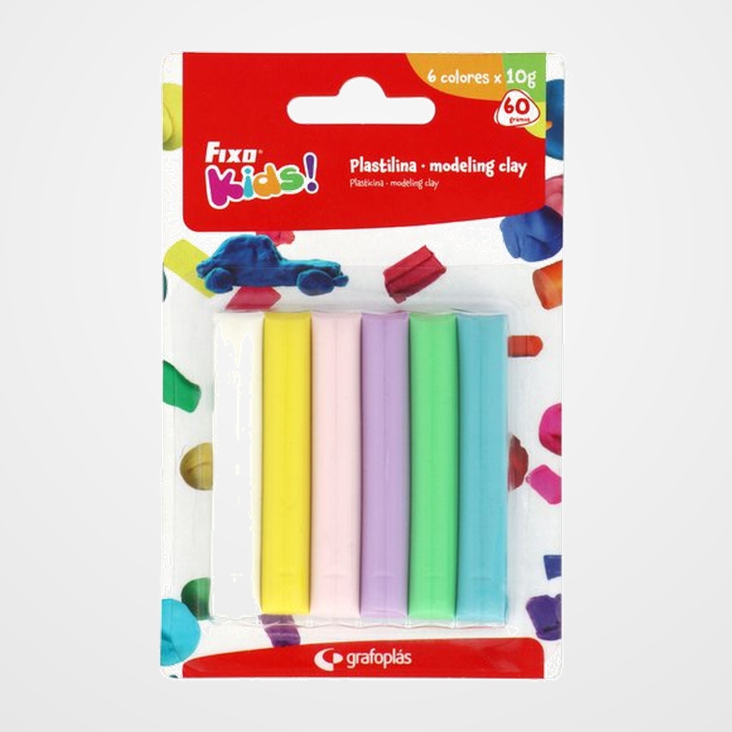 [24101589] PLASTILINA FIXO KIDS BARRA 10 gr. BLISTER de  6
