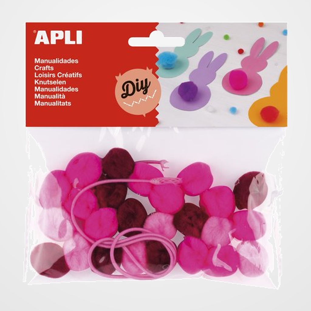 POM POM APLI TONOS ROSA COLLARES BOLSA de 25
