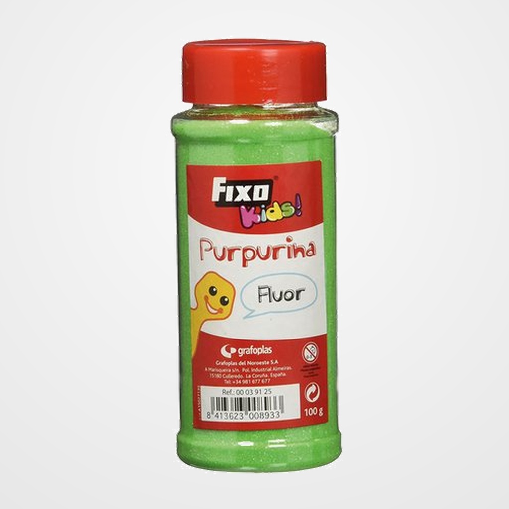PURPURINA FIXO KIDS FLUOR 100 GR. VERDE