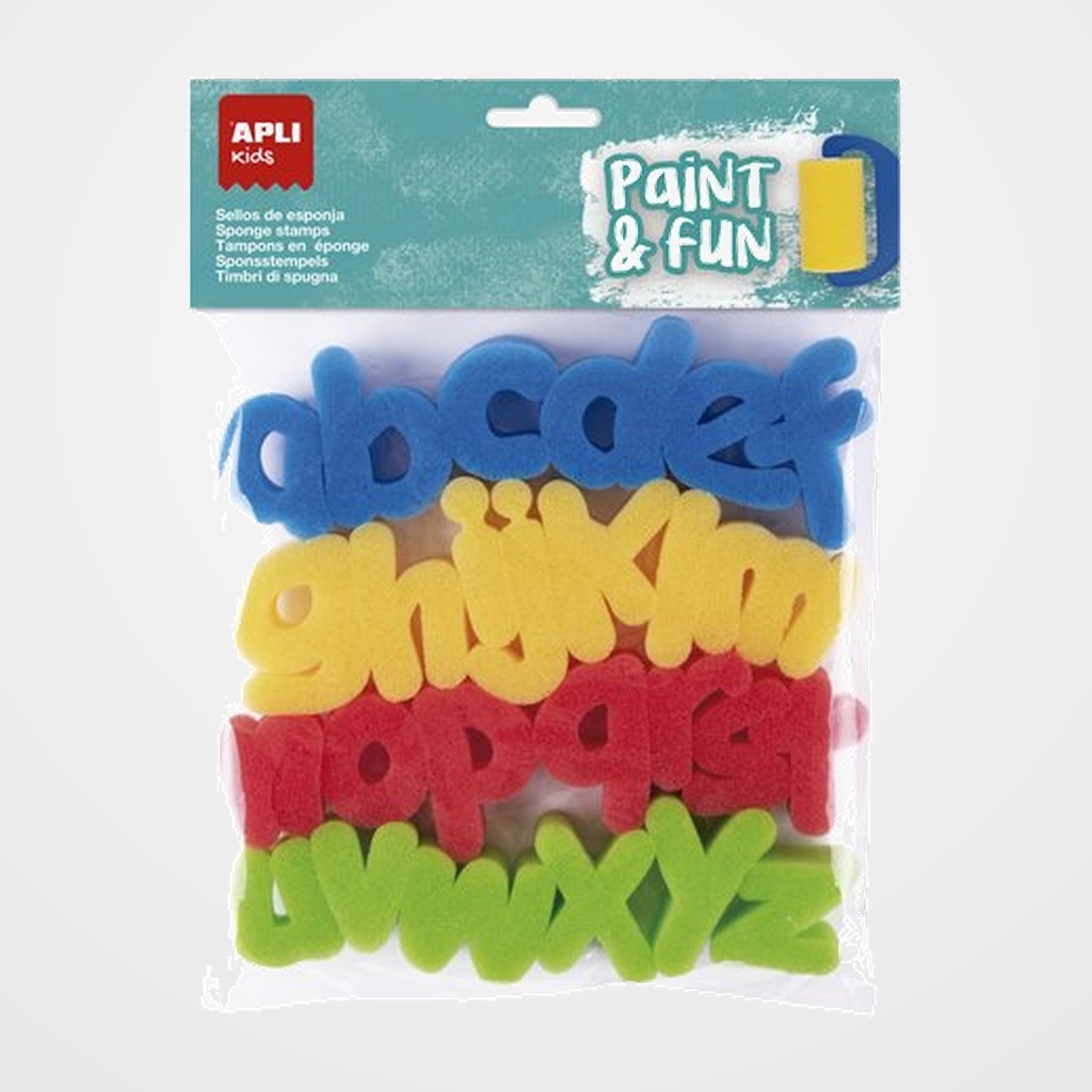 [12301428] SELLOS de ESPONJA APLI ABCEDARIO MINISCULAS para PINTURA BOLSA DE 26
