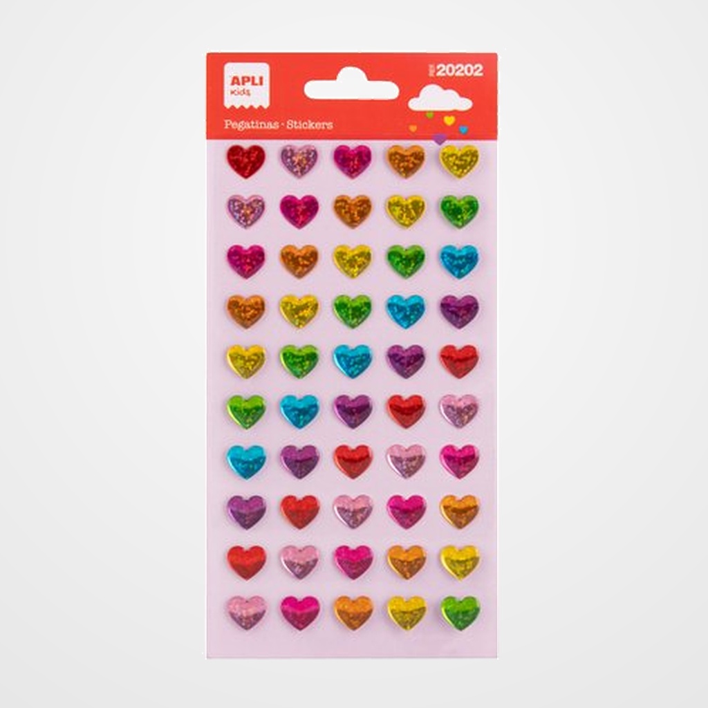[18802170] STICKERS APLI BOLSA 1h CORAZONES ARCOIRIS (20202)