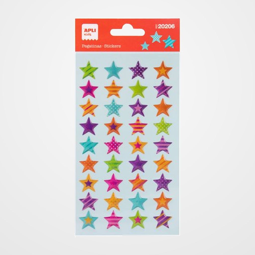 STICKERS APLI BOLSA 1h ESTRELLAS RAYADAS (20206)