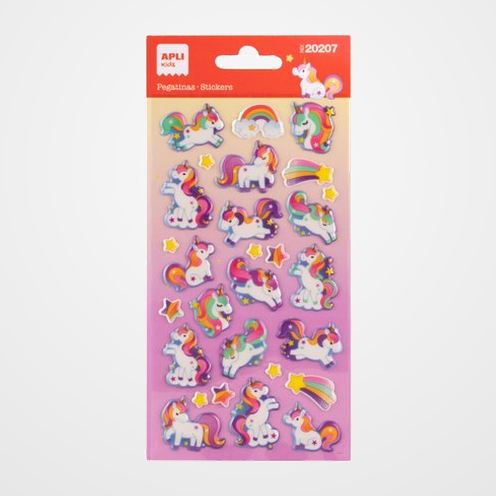 STICKERS APLI BOLSA 1h UNICORNIOS PUFFY (20207)