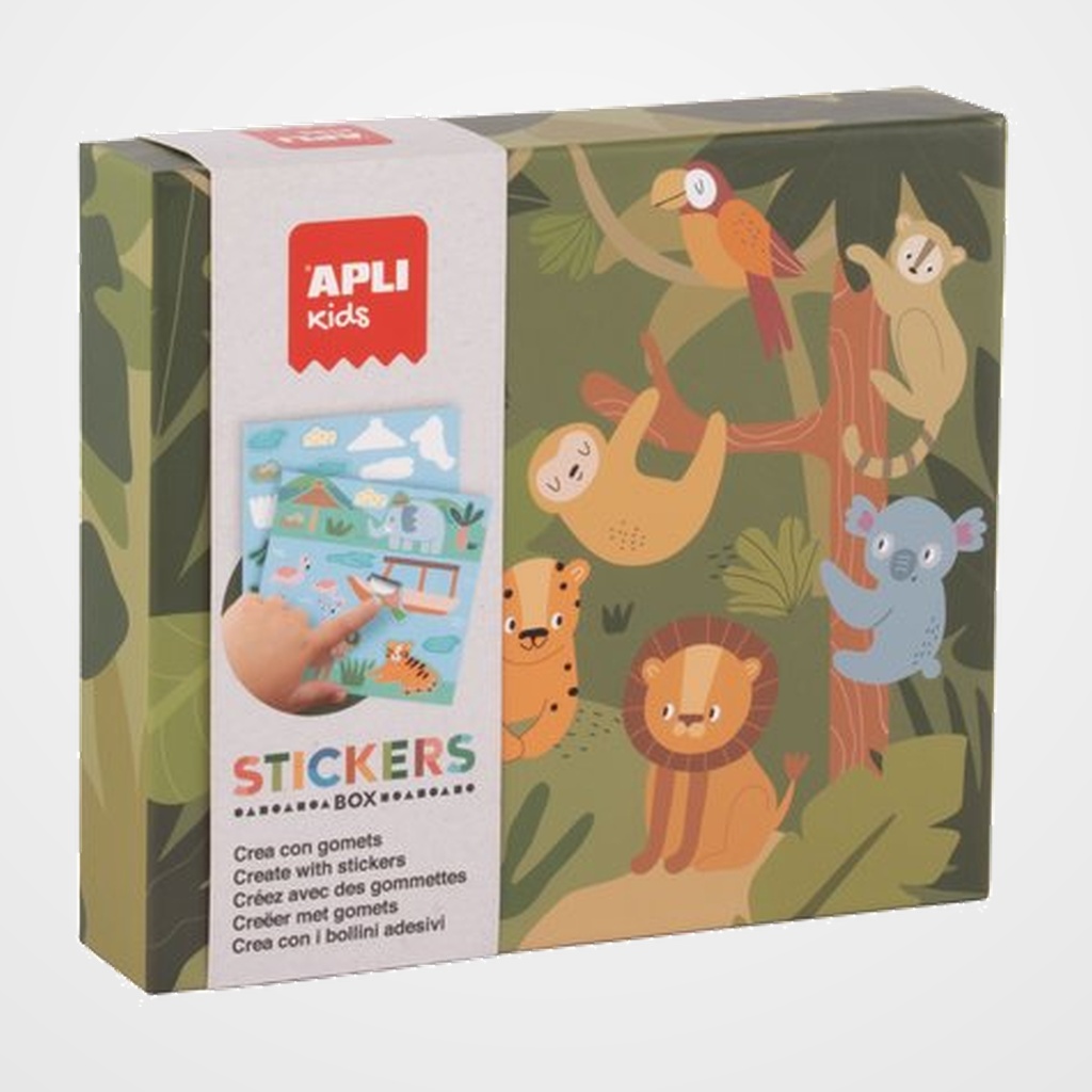 STICKERS GAME RS APLI KIDS CAJA CARTON ILUSTRADO SAFARI