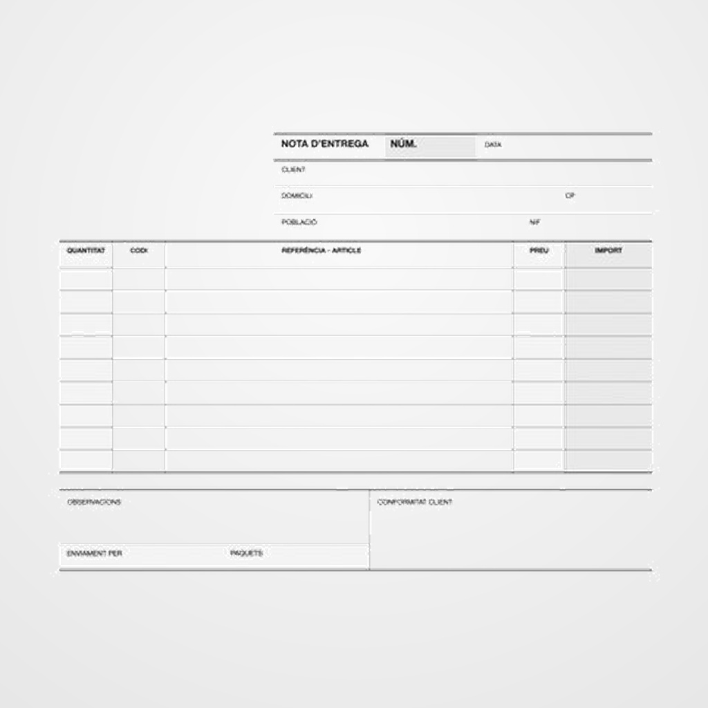 TALONARIO CATALAN NOTAS DE ENTREGA APLI A-49 CUARTO APAISADO DUPLICADO