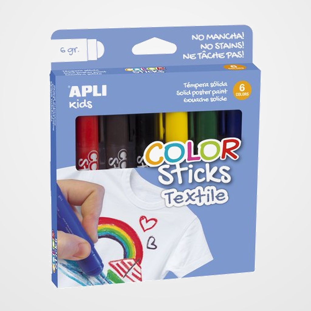 TEMPERA SOLIDA APLI TEXTIL 6g ESTUCHE DE 6