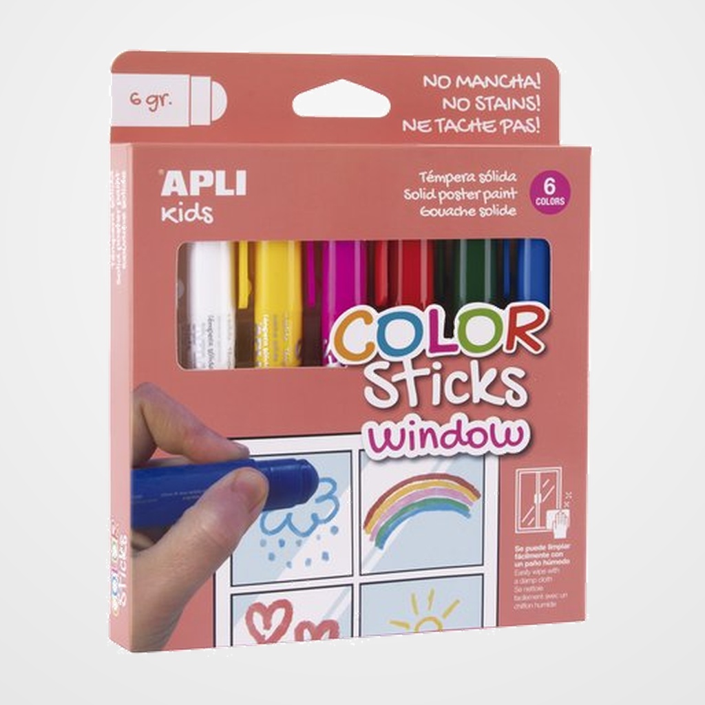 TEMPERA SOLIDA APLI WINDOW 6g ESTUCHE DE 6