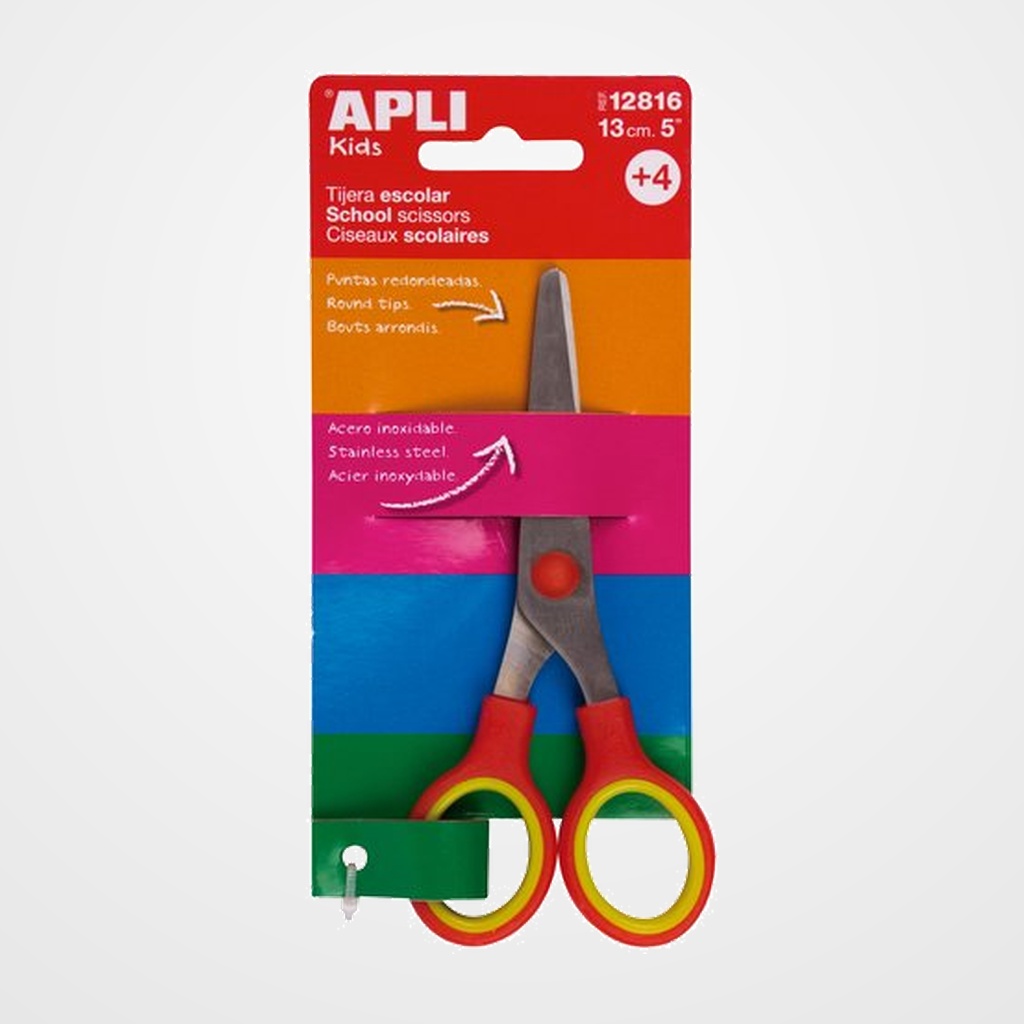 TIJERAS ESCOLARES APLI  13 cm. ROJA