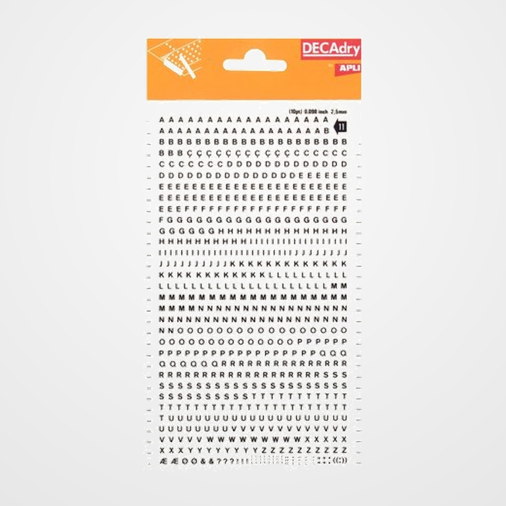 [16501113] TRANSFERIBLE APLI (sobre 1h) LETRAS 2.5 mm. NEGRO