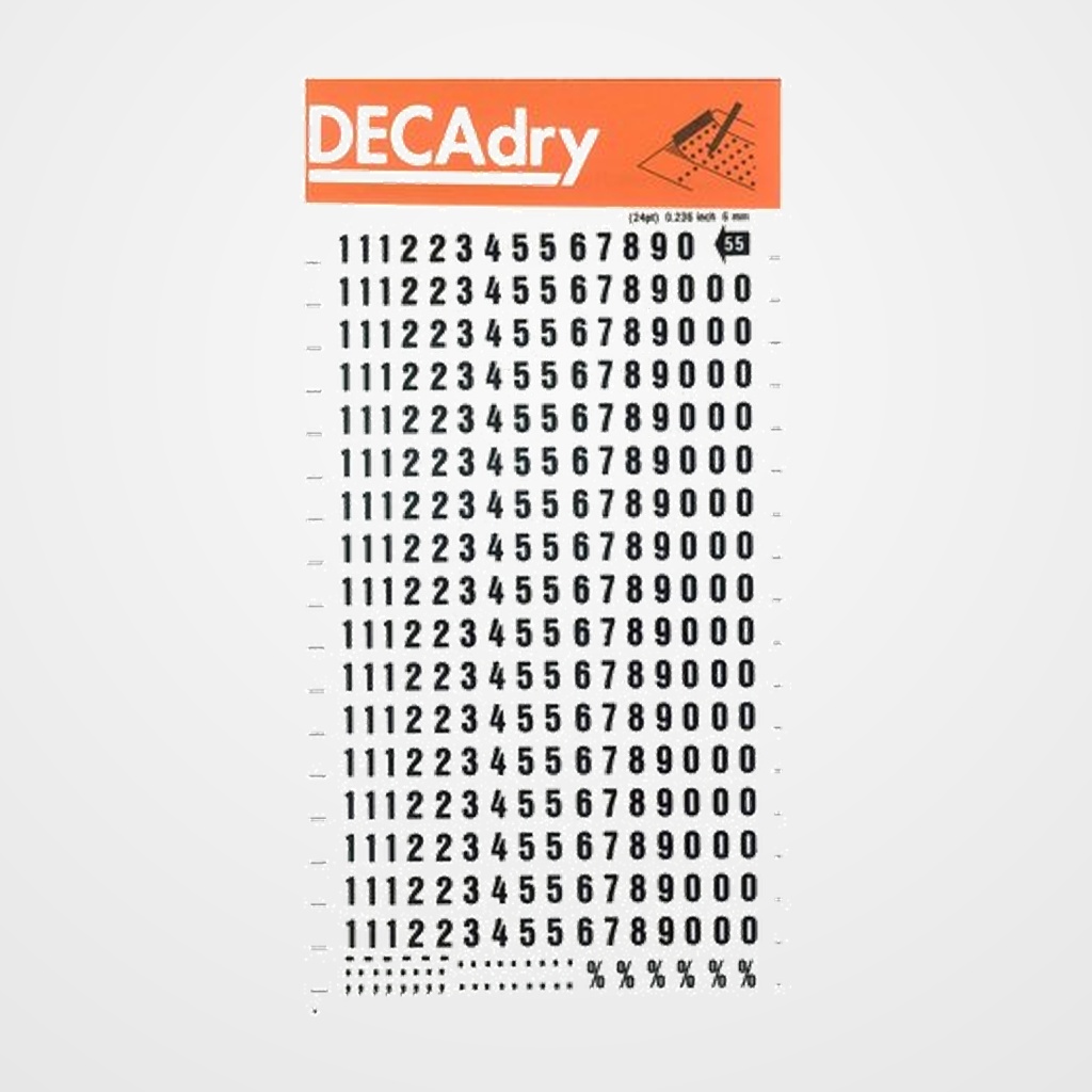 [16501114] TRANSFERIBLE APLI (sobre 1h) NUMEROS 6 mm. NEGRO