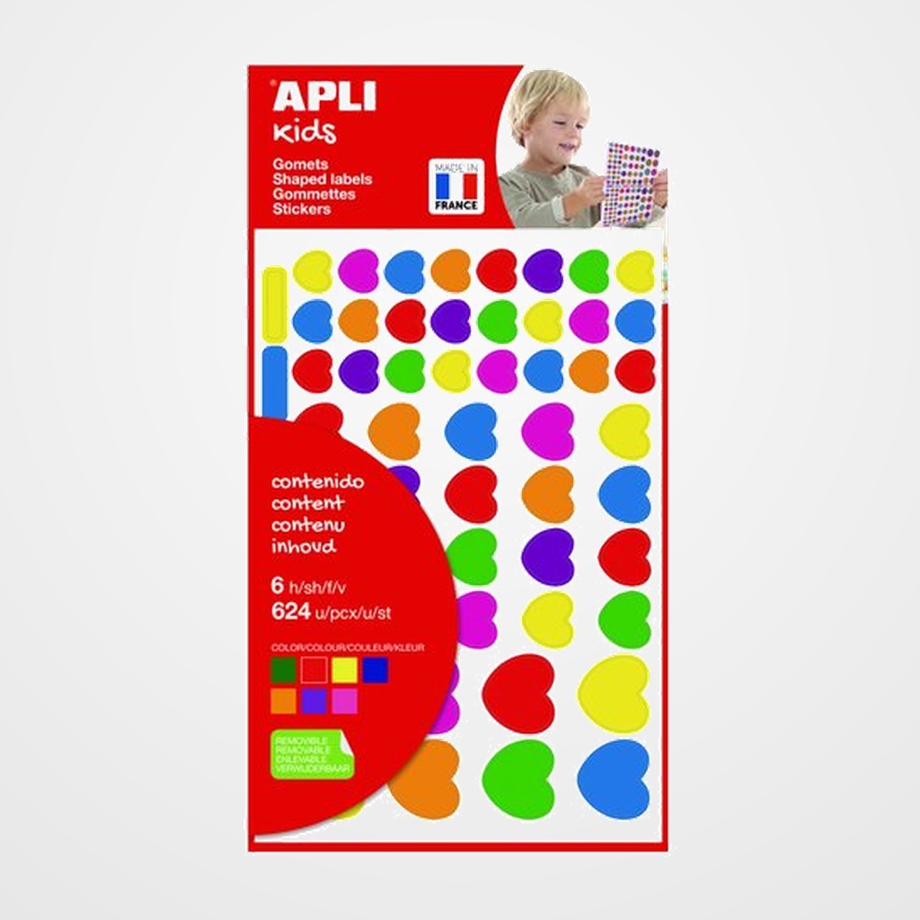 [18801920] GOMETS APLI BOLSA 6h REMOVIBLES CORAZONES SURTIDOS 624 uds. (19720)