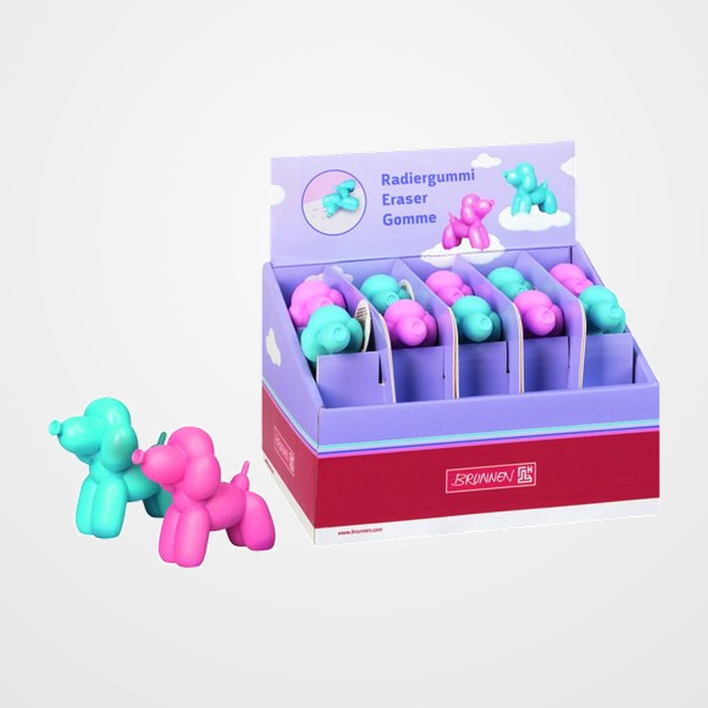 [11101483] GOMA de BORRAR BRUNNEN GLOBOS HINCHABLES SURTIDO (2 col.) CAJA de 20