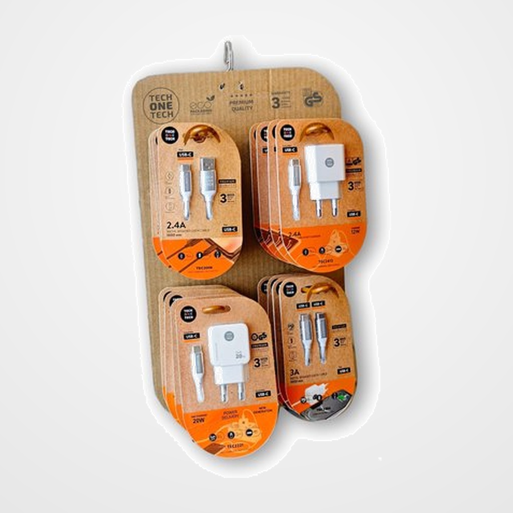 [42502474] CABLES Y CARGADORES TECH-ONE-TECH EKO MINI SURTIDO EXPOSITOR de 16