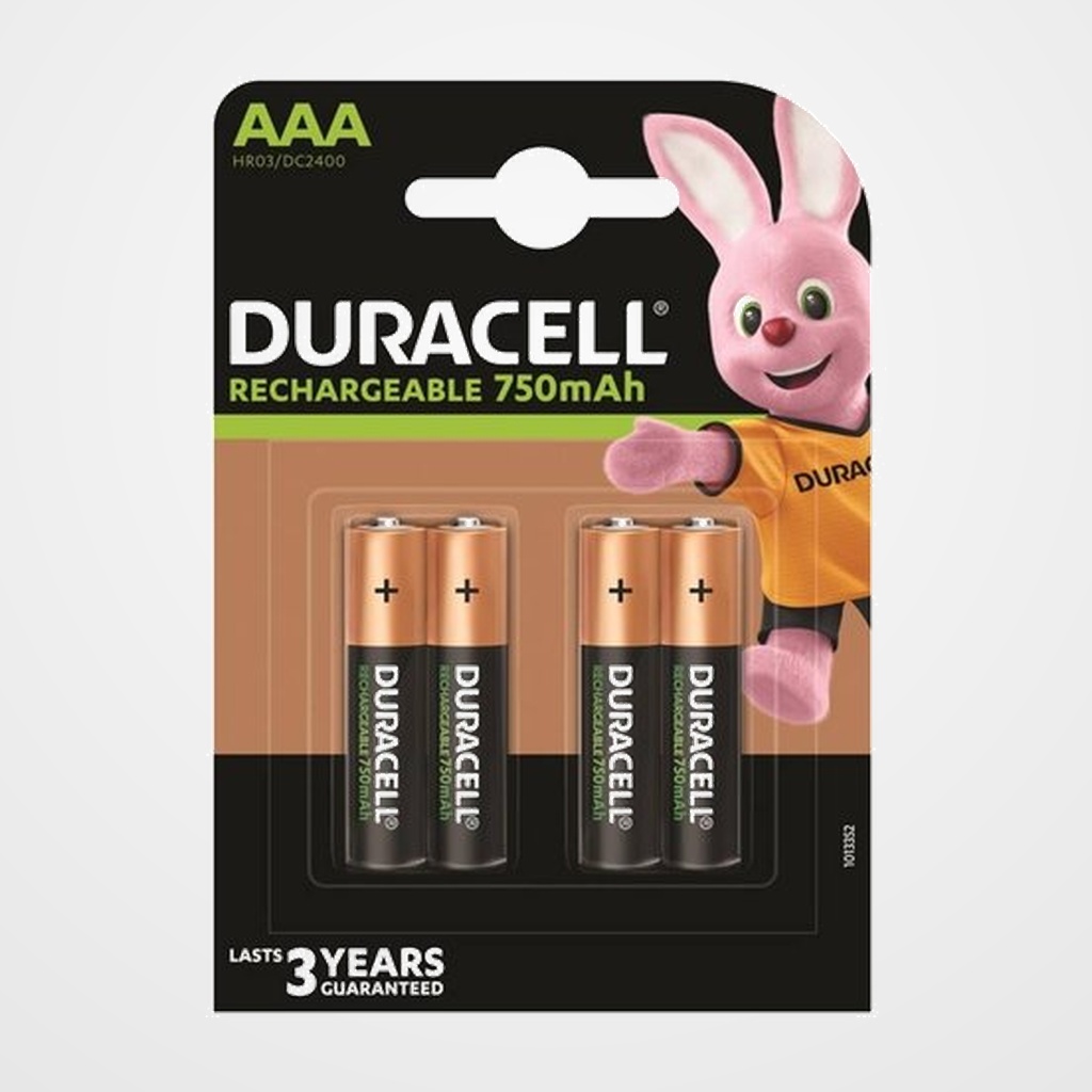 PILAS RECARGABLES DURACELL AAA 750 mAh (HR03) BLISTER de  4
