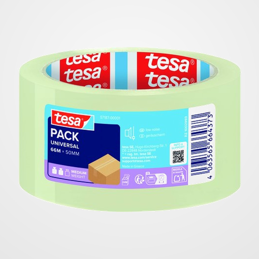 CINTA de EMBALAJE TESA PP rollo 66x50 TESAPACK SILENCIOSO APLIC. UNIVERSALES TRANSPARENTE