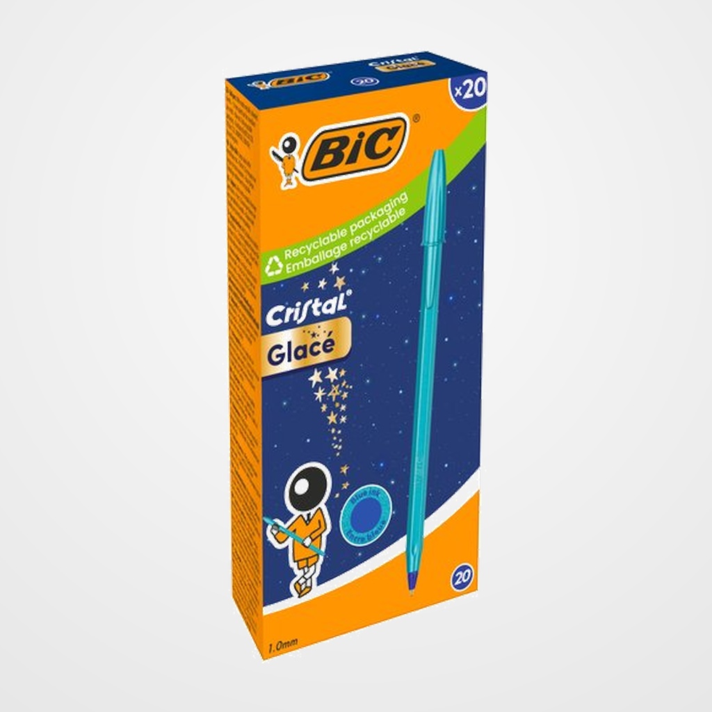 BOLIGRAFO BIC CRISTAL GLACE AZUL (tinta azul)