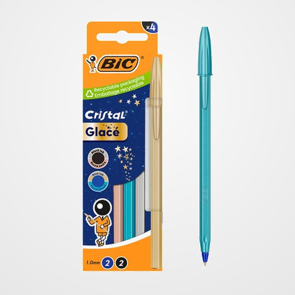BOLIGRAFO BIC CRISTAL GLACE BLISTER DE 4