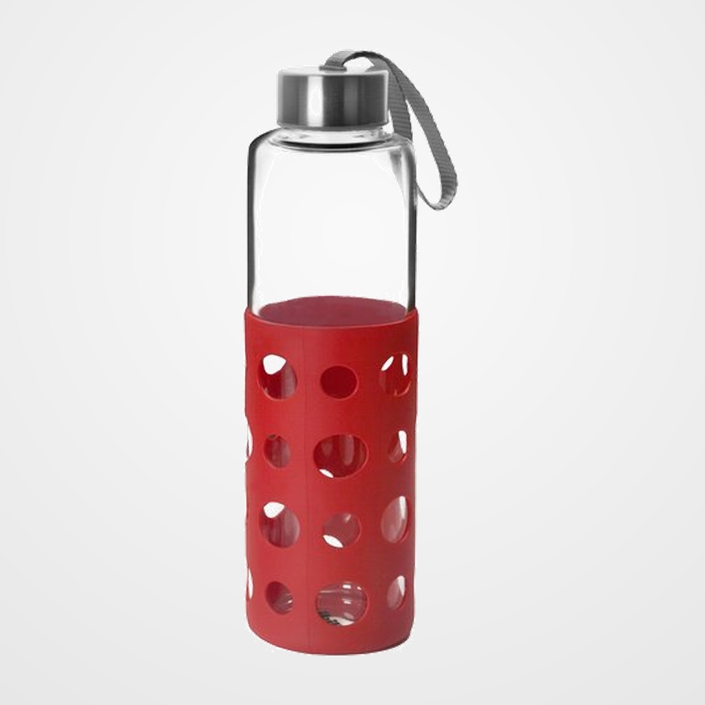 BOTELLA VIDRIO IBILI LAKE 500ml BOROSILICATO ROJO