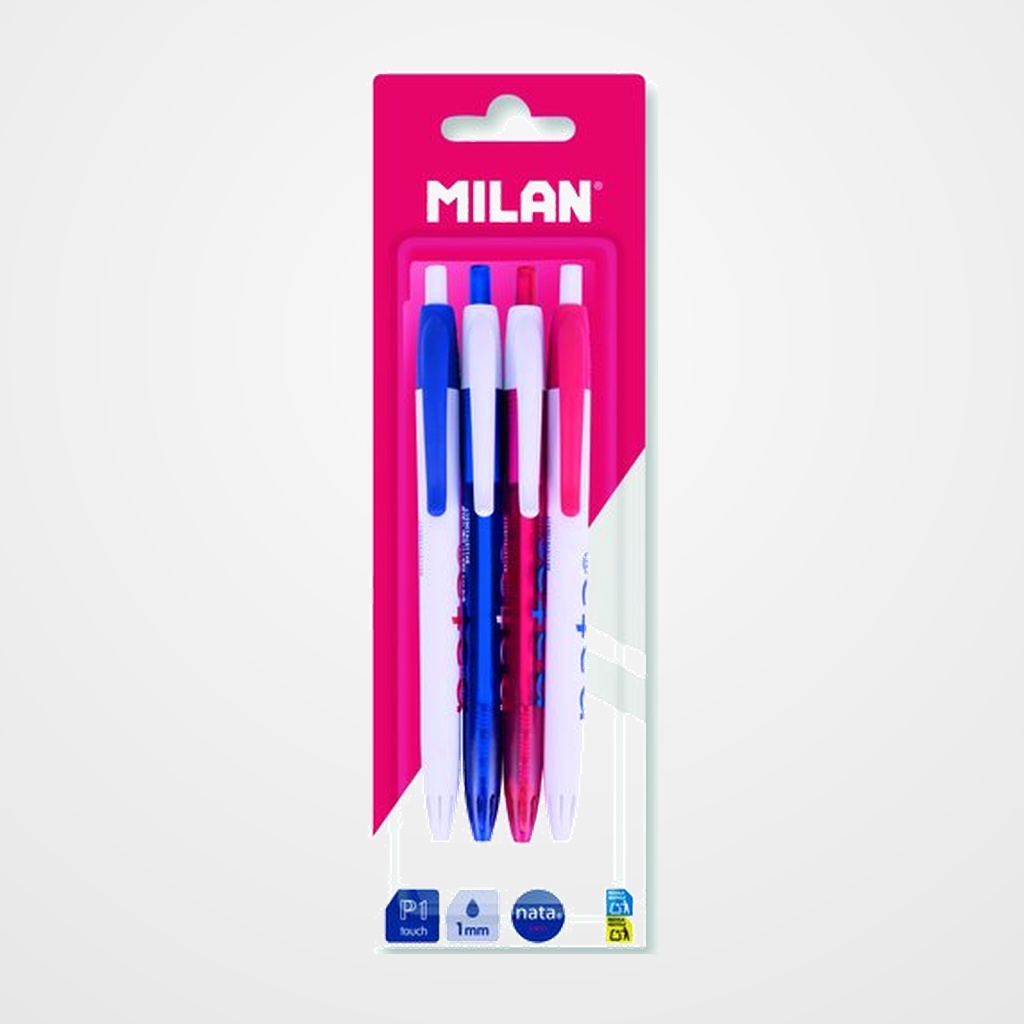 BOLIGRAFO MILAN RETRACTIL P1 NATA 624 SURTIDO BLIESTER de 3 (4 mod.)