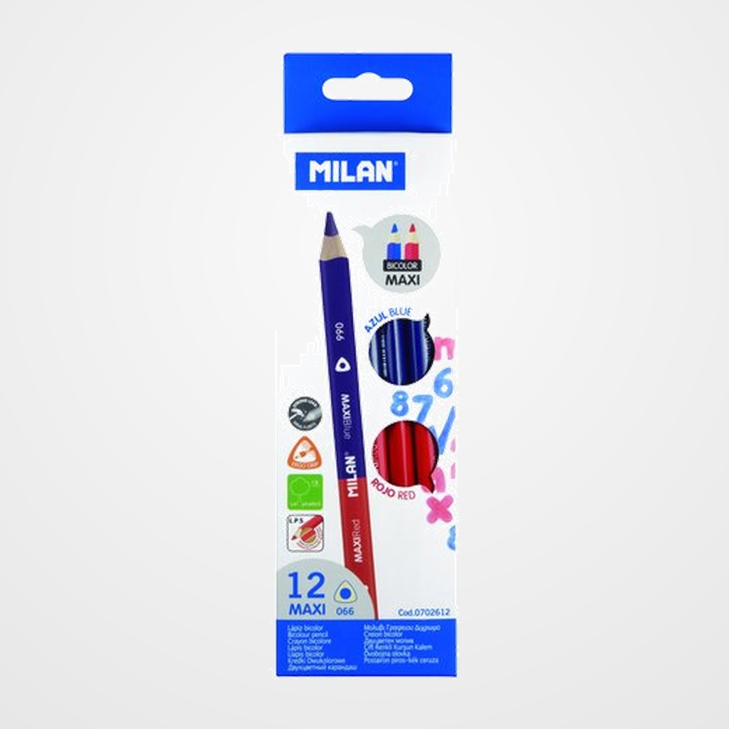 LAPICES MILAN BICOLOR MAXI AZUL/ROJO CAJA DE 12
