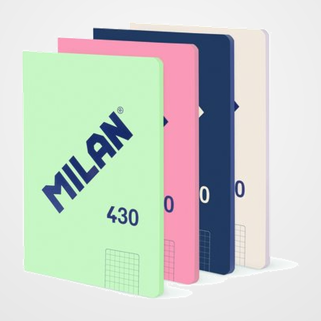 LIBRETA MILAN 430 since 1918 A5 48h ENCOLADA CUADRIC.5x5 95g SURTIDO PACK DE 4