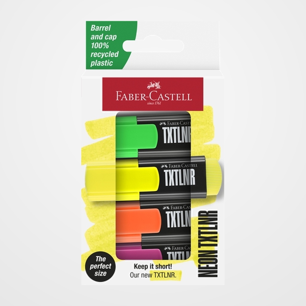 MARCADOR FLUOR FABER-CASTELL TEXTLINER 1542 NEON PACK de 4