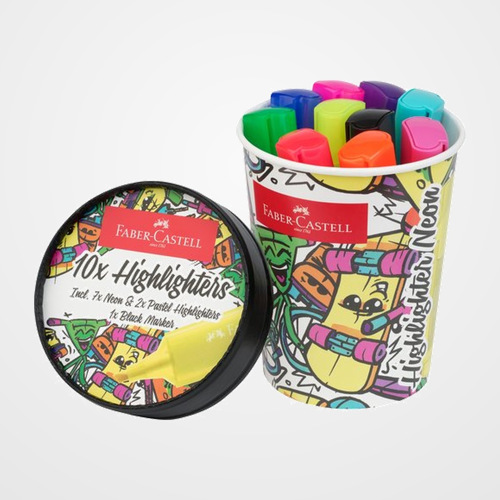 MARCADOR FLUOR FABER-CASTELL TEXTLINER 46  VASO DE HELADO  PACK de 10