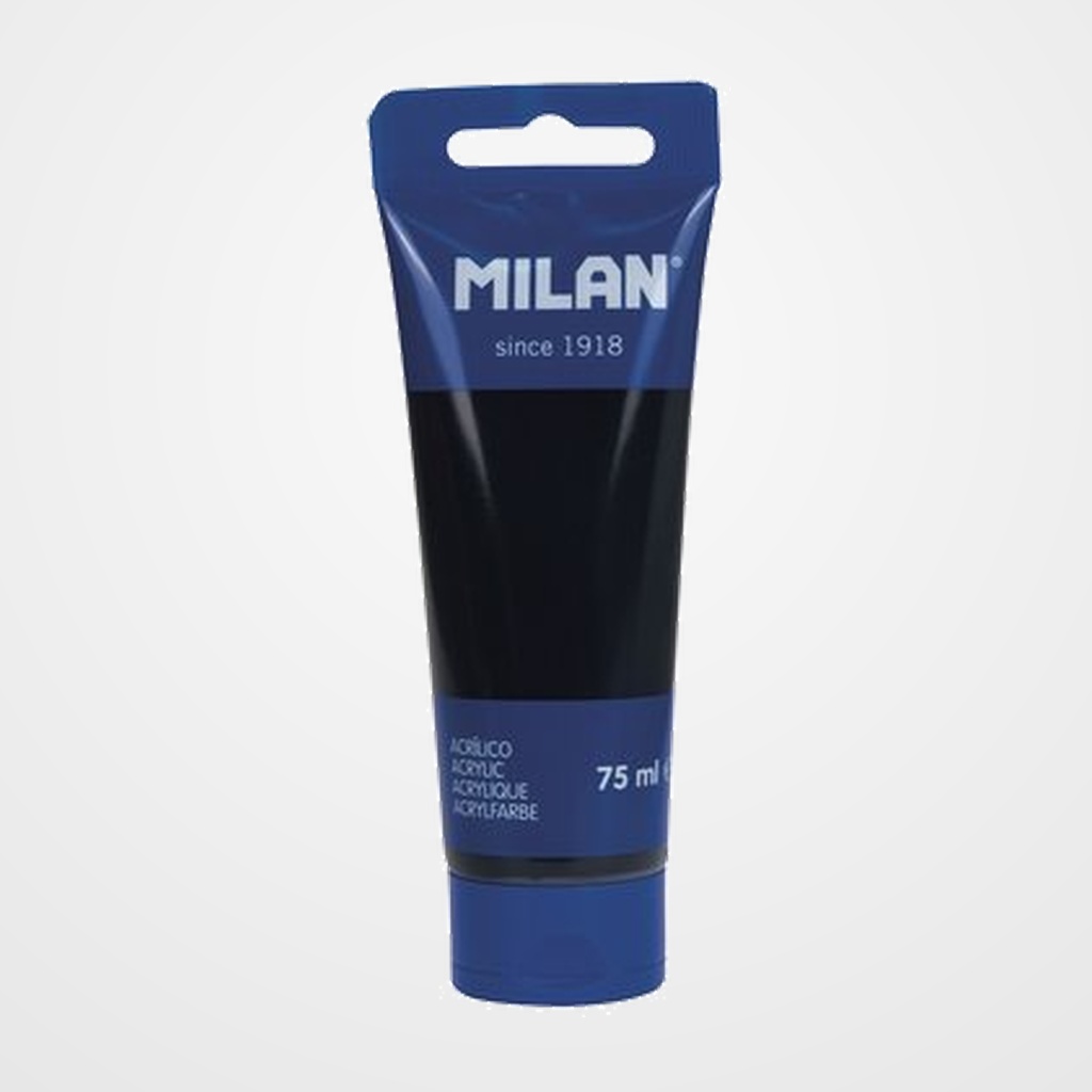 PINTURA ACRILICA MILAN 75 ml (Tubo) NEGRO (JET BLACK)