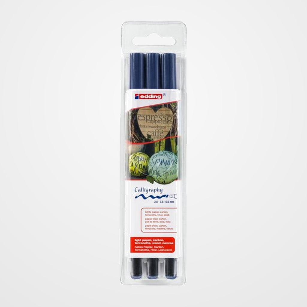 ROTULADOR CALIGRAFICO EDDING 1255  AZUL ACERO BOLSA de 3