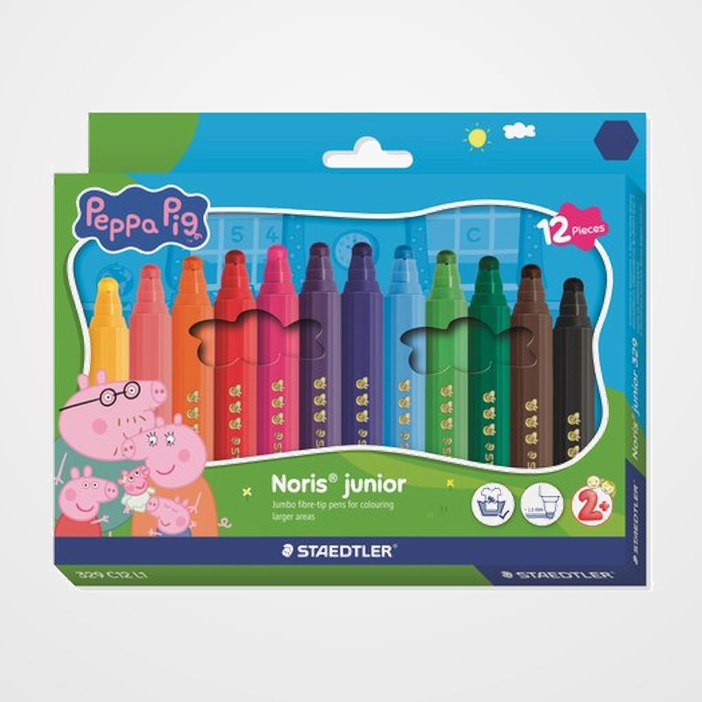 ROTULADOR FIBRA STAEDTLER  329 NORIS JUNIOR PEPPA PIG ESTUCHE de 12