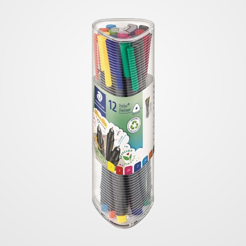 ROTULADOR FIBRA STAEDTLER  334 TRIPLUS FINELINER BOTE de 12