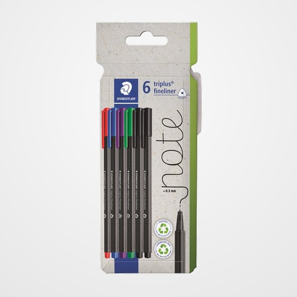 ROTULADOR FIBRA STAEDTLER  334 TRIPLUS FINELINER CAJA de 6