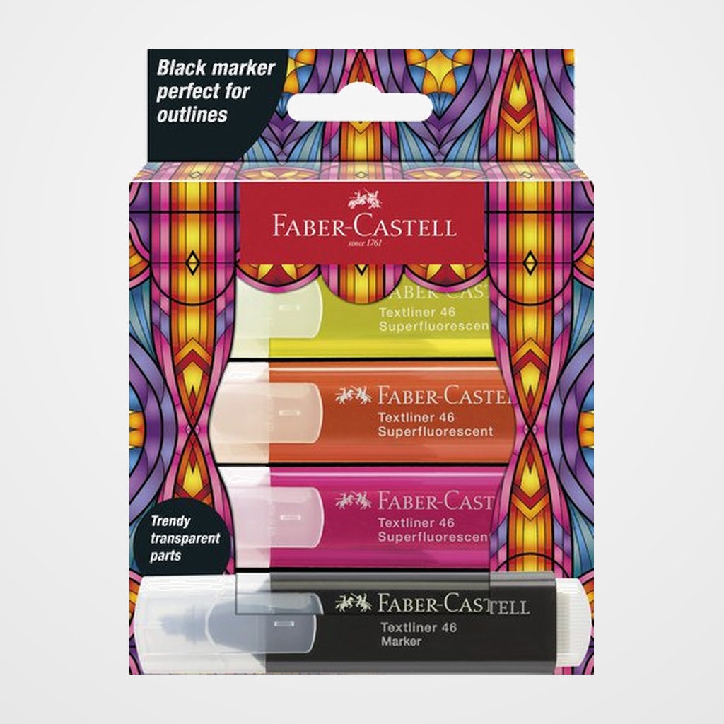 [10206585] MARCADOR FLUOR FABER-CASTELL TEXTLINER 1546 NEON estuche de 4