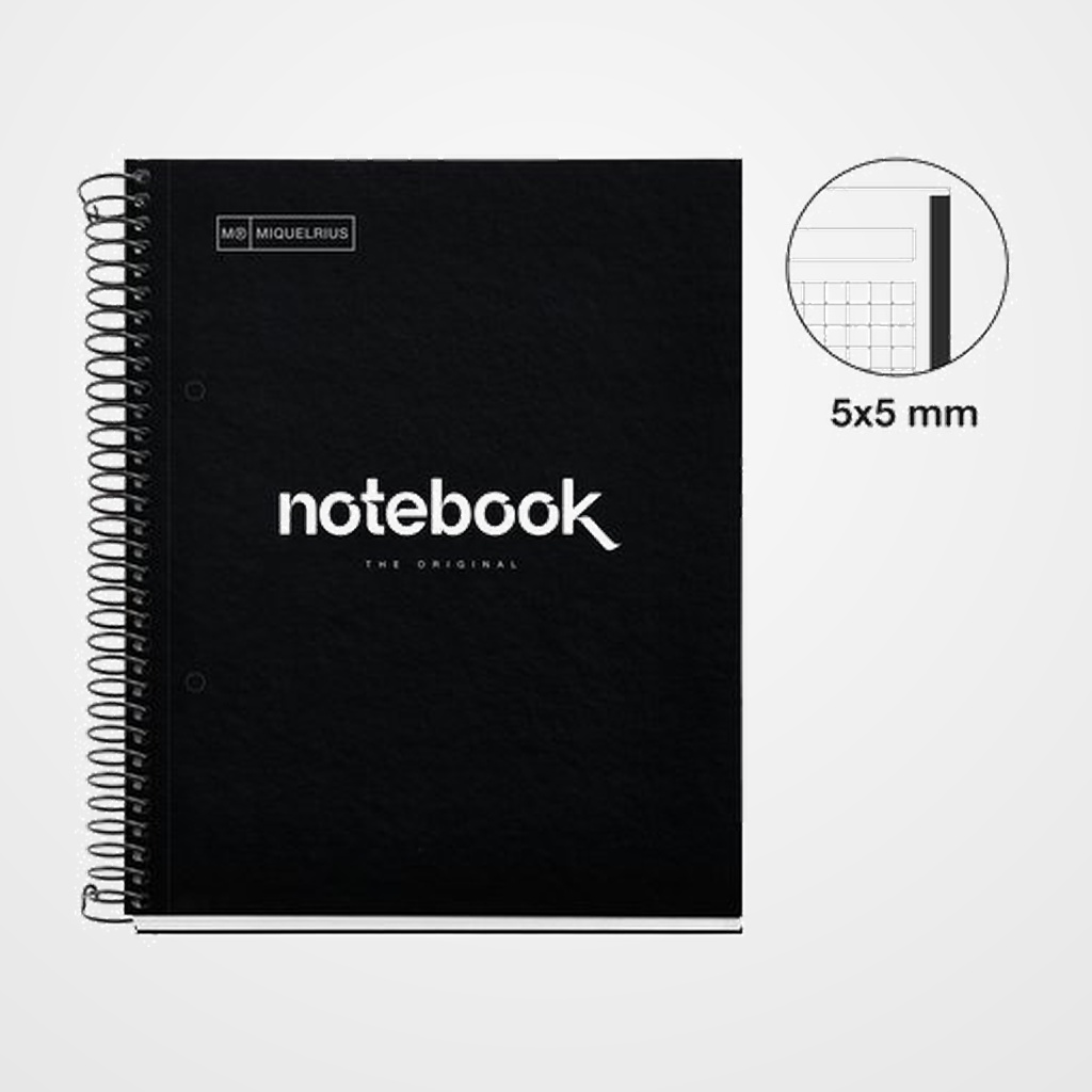 BLOC MIQUELRIUS EMOTIONS NOTEBOOK 1 micro.tapa EXTRA A5 80h 90g CUADRIC.5x5 NEGRO