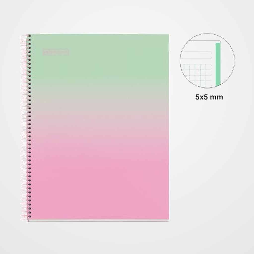 BLOC MIQUELRIUS GRADIENT NOTEBOOK 1 micro.tapa EXTRA A4 80h 90g CUADRIC.5x5 ROSA&MINT