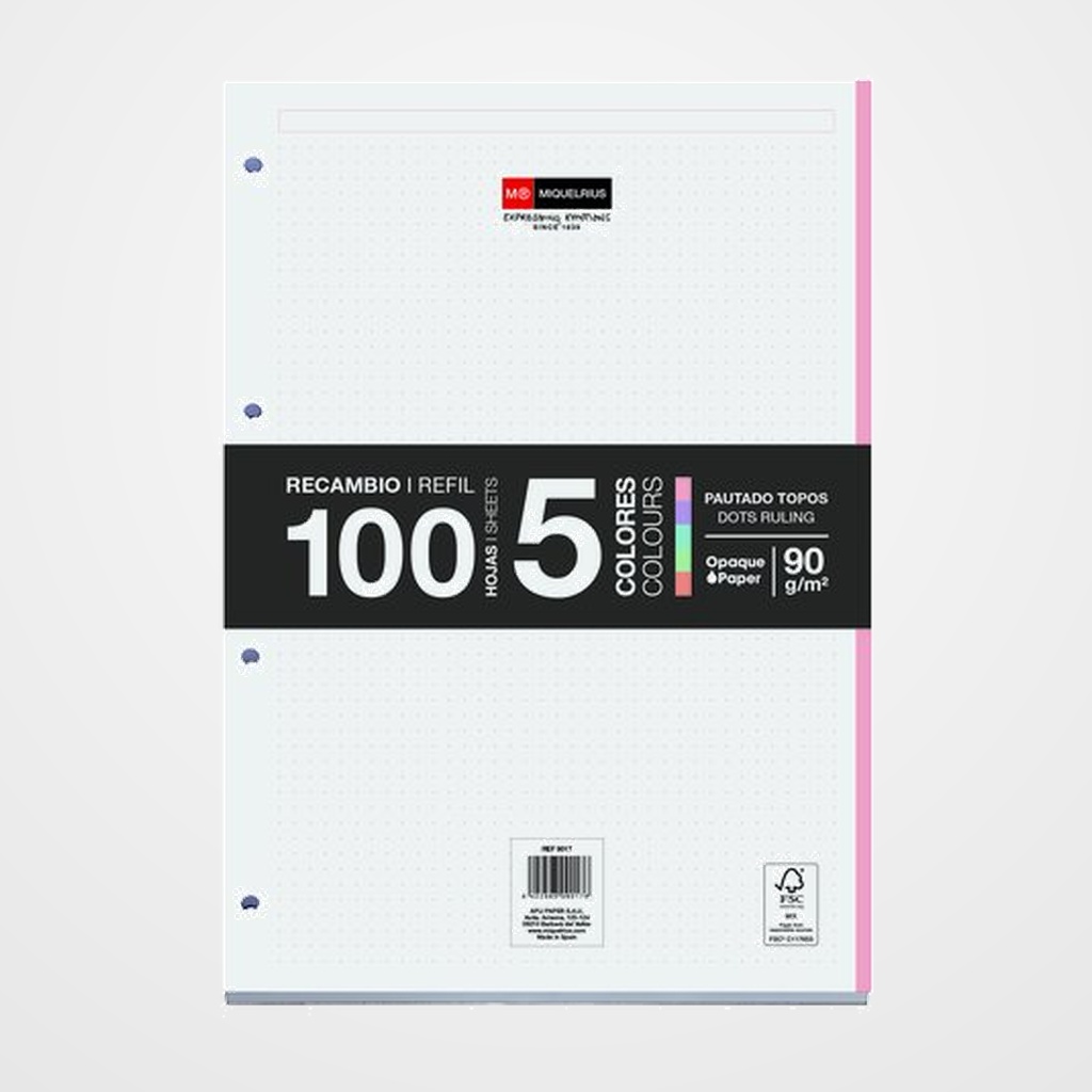 [25401579] RECAMBIO MIQUELRIUS EMOTIONS NOTEBOOK 5 A4 100h 90g ENCOLADO 4 TALADROS PUNTEADO