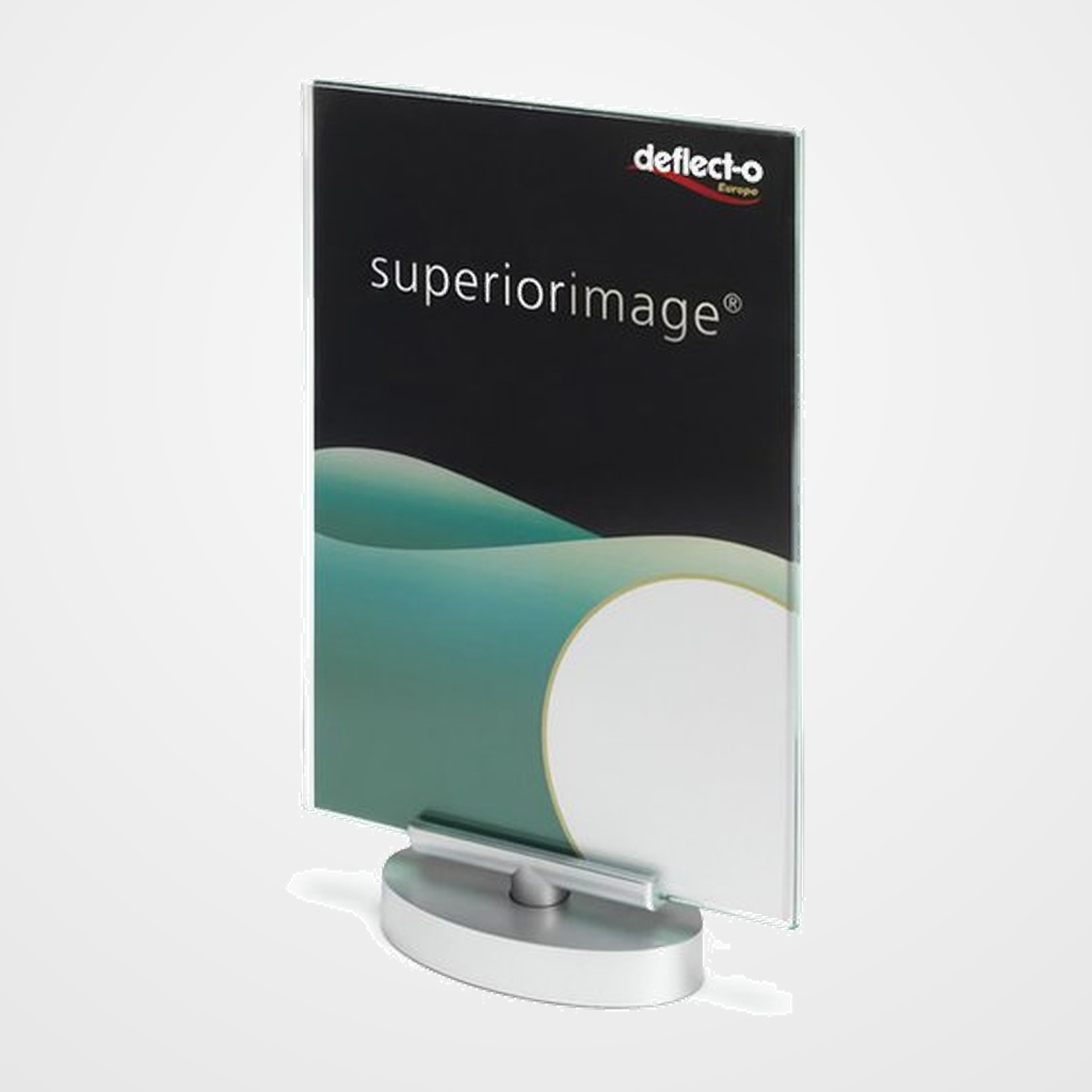 EXPOSITOR SOBREMESA DEFLECT-O SUPERIOR IMAGE GIRATORIO A4 VERTICAL CRISTAL