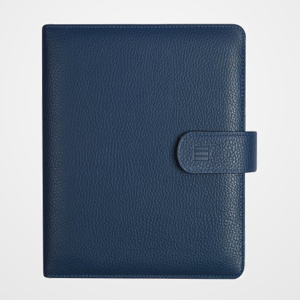 AGENDA ANUAL (2027) CATALAN FINOCAM OPEN PIEL ANDREA ANILLAS con CUBIERTA de PIEL con BROCHE 1000 155x215 S/V BLAU