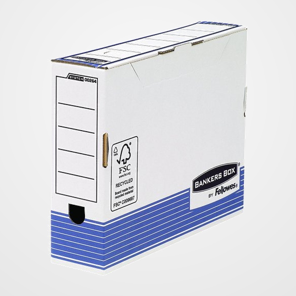 CAJA ARCHIVO DEFINITIVO CARTON FELLOWES BANKERS BOX A4 80mm AZUL