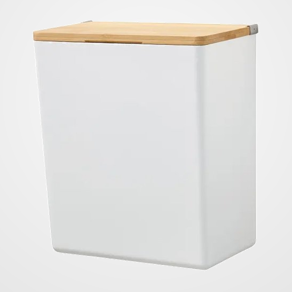 CAJA DE ALMACANAMIENTO TESA BABOO AUTOADHESIVA GRANDE BLANCA CON TAPA BAMBU