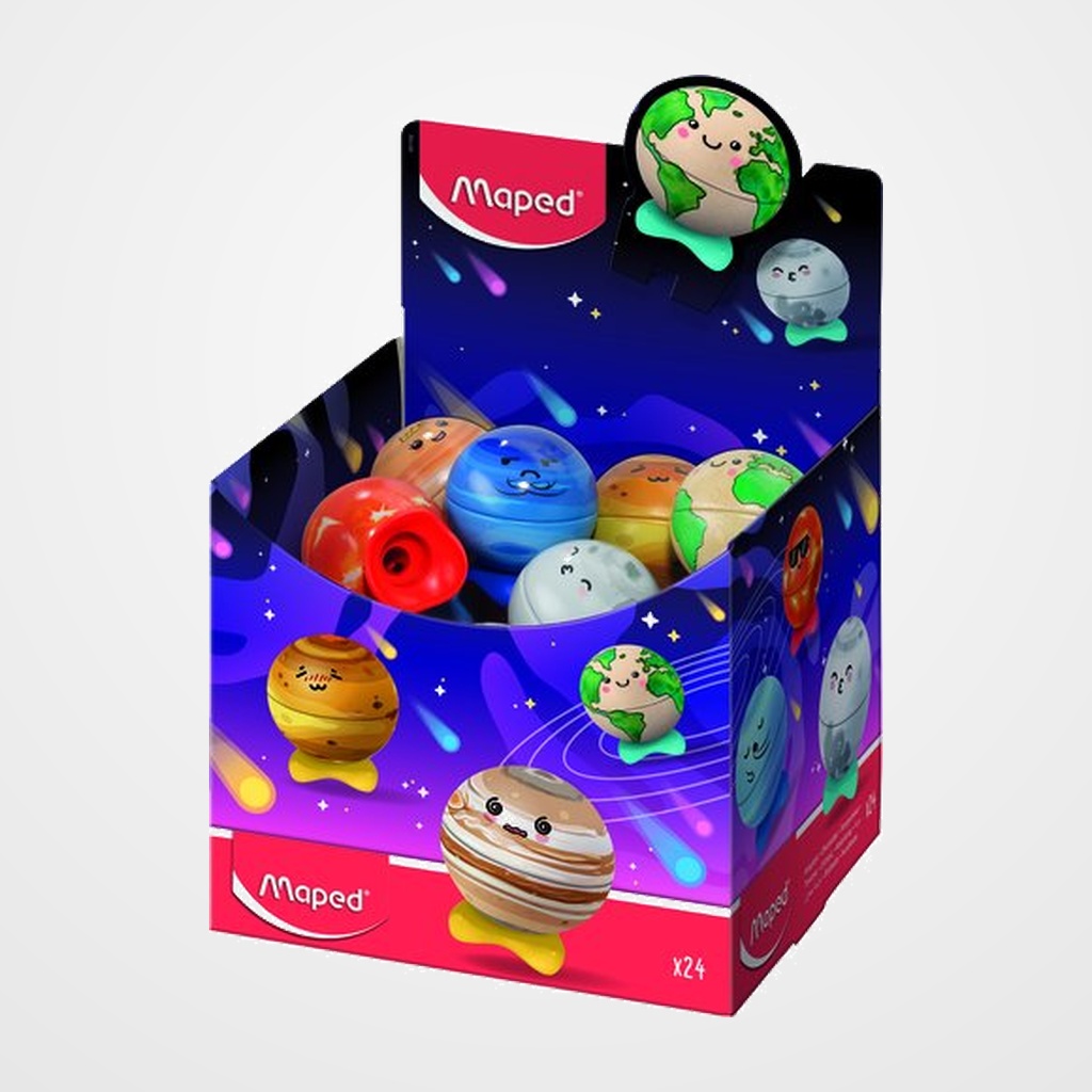 AFILALAPIZ MAPED 1 USO PLANET CON DEPOSITO SURTIDO EXPOSITOR de 24