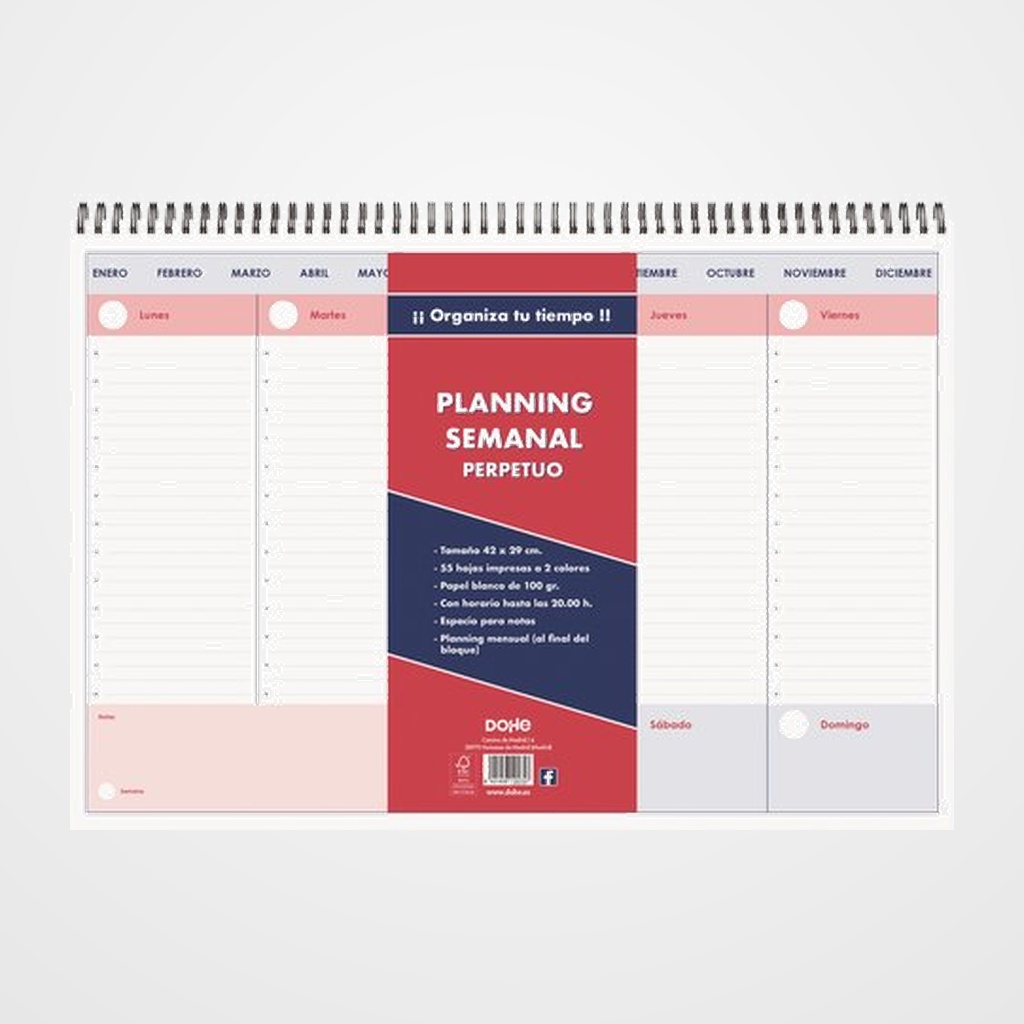 AGENDA DOHE PLANNING SOBREMESA PERPETUO WIRE-O tapa DURA A3 APAIS. 420x297 S/V