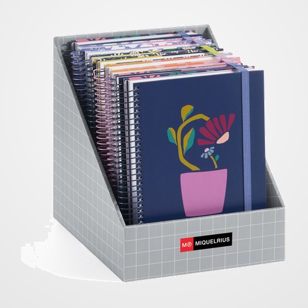 AGENDA ESCOLAR (2026-27) MIQUELRIUS CATALAN TEEN ESPIRAL tapa EXTRA con GOMA PLUS 4º 154x215 S/V APAIS. ASSORTIMENT EXPOSITOR DE 10