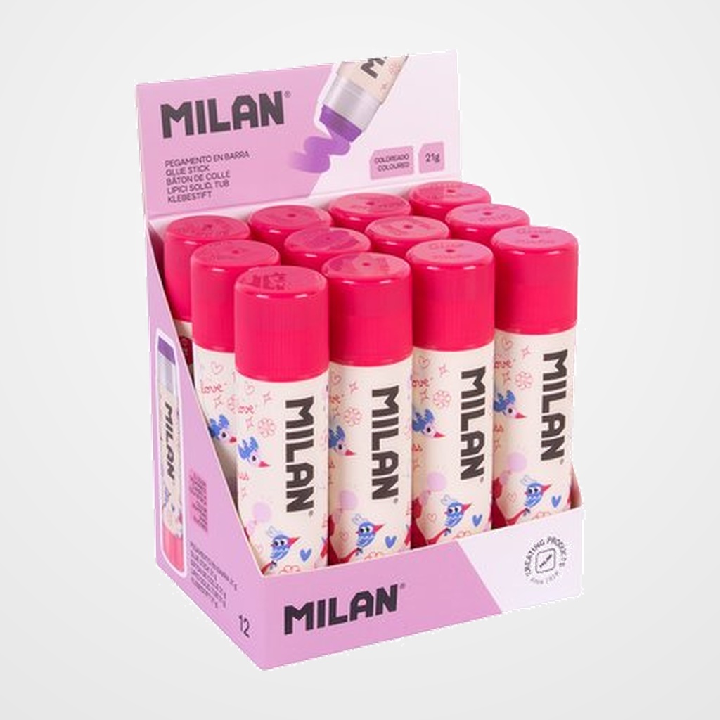 BARRA de PEGAMENTO MILAN 21g MEDIANA FLOWICORN VIOLETA EXPOSITOR DE 12