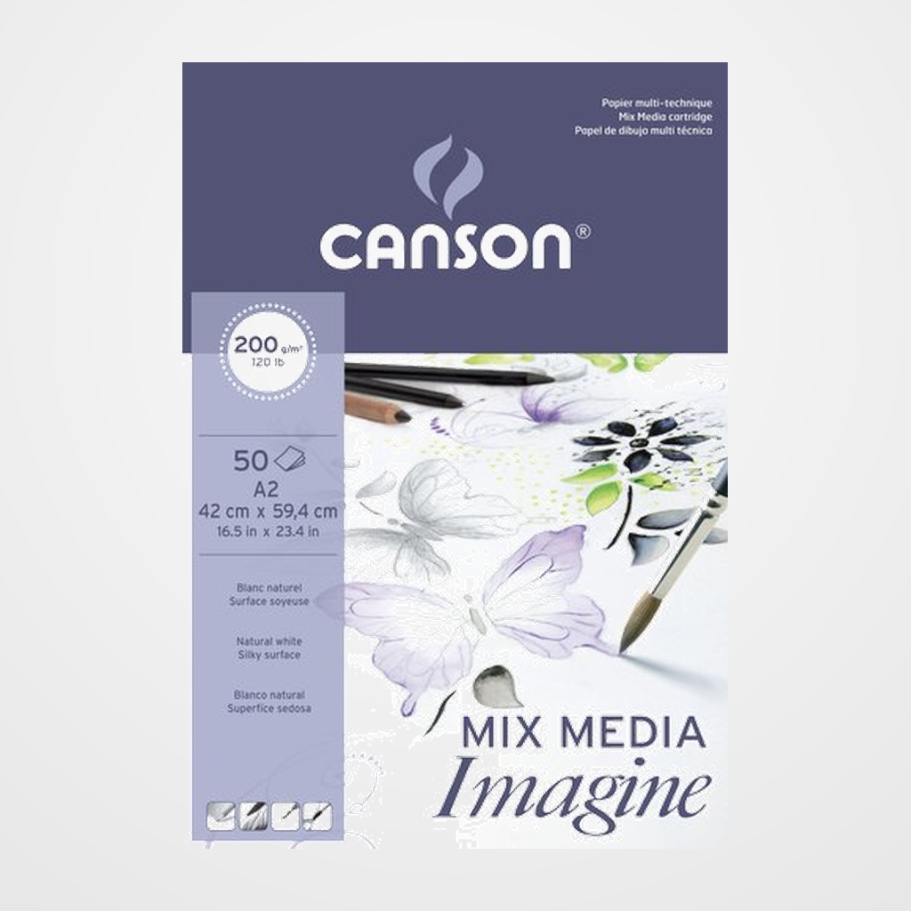 BLOC DE DIBUJO CANSON IMAGINE ENCOLADO GRANO FINO A2 200g 50h